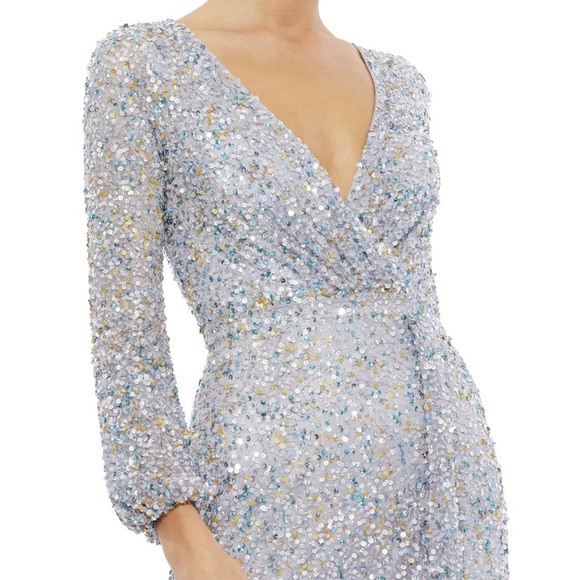 Mac Duggal 5213 NWT MULTI-COLORED SEQUIN LONG SLEEVE GOWN - Picture 4 of 10